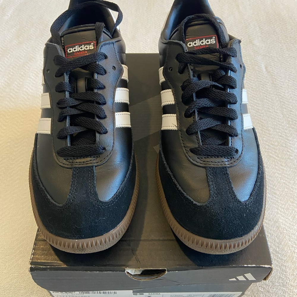 Adidas Black and White Leather Sambas Sneakers